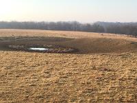 This photo shows how drought affects farm ponds.